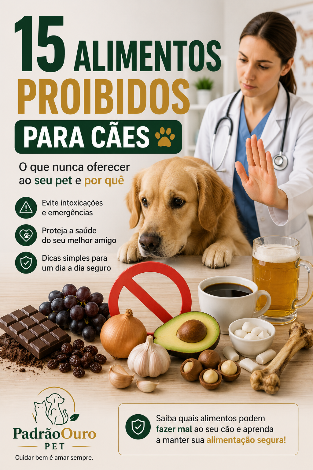 Descubra quais os 15 alimentos proibidos para cães alimentos e que são perigosos e saiba como evitar intoxicações e outros problemas de saúde no seu pet.