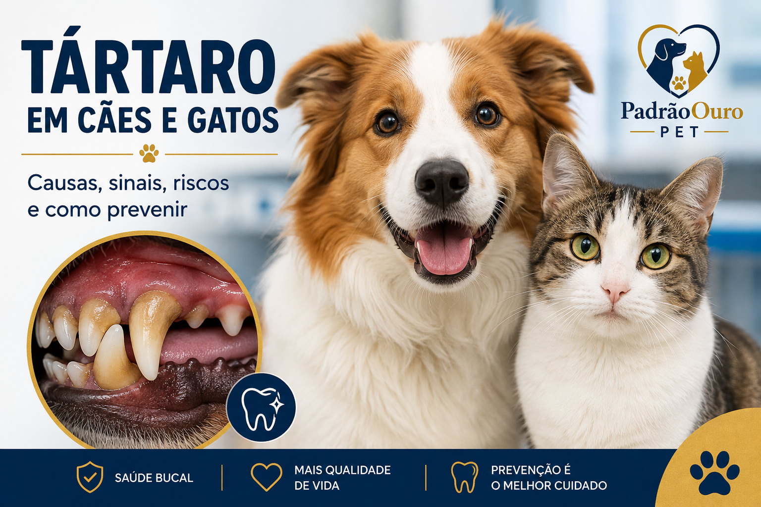 Tártaro em cães e gatos pode estar relacionado à doença periodontal. Saiba reconhecer os sinais, riscos e como prevenir problemas dentários.