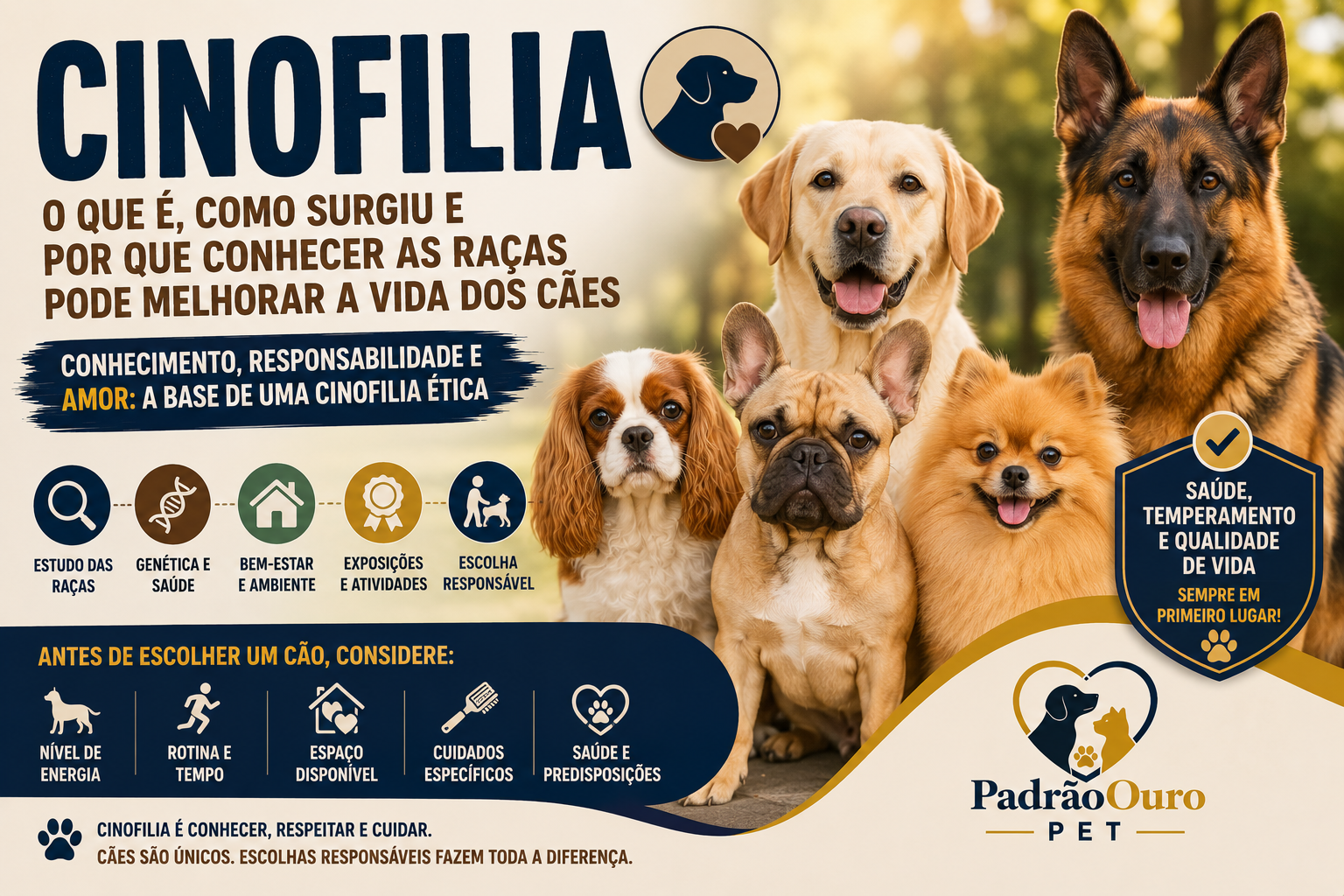 O que é cinofilia? Entenda o significado, conheça as raças, pedigree, exposições e descubra por que criação responsável deve priorizar saúde e bem-estar.