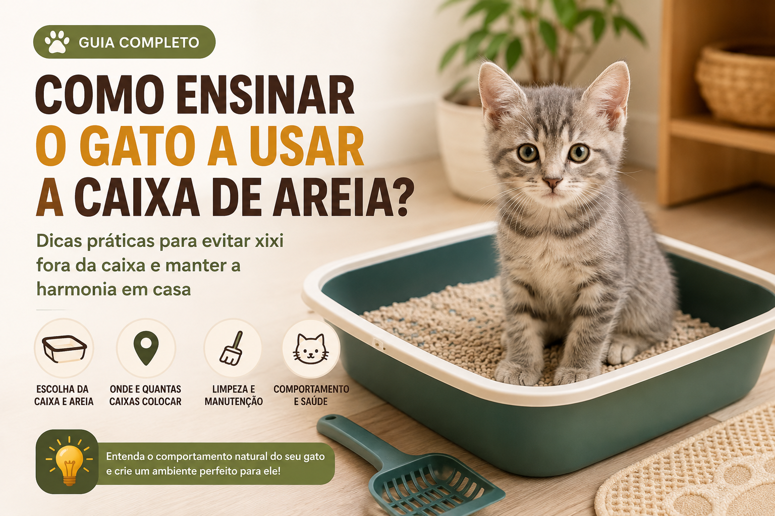 Aprenda como ensinar o gato a usar a caixa de areia, escolher a caixa e a areia certas e descobrir por que ele está fazendo xixi fora do lugar.