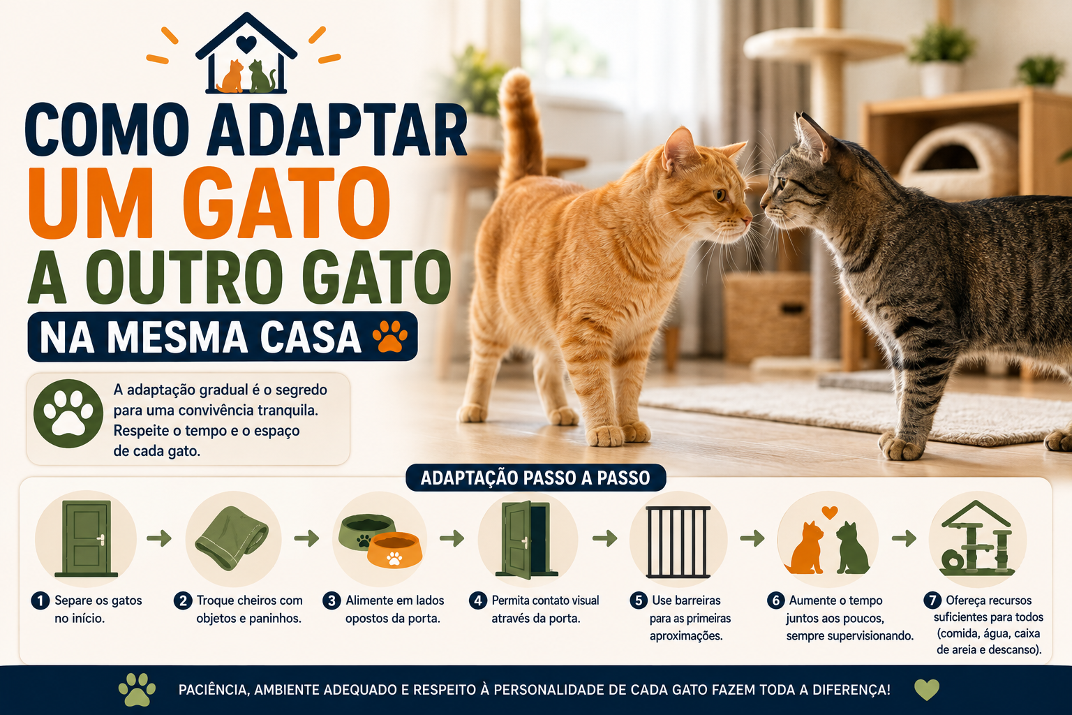 Quer colocar dois gatos na mesma casa? Aprenda como fazer a adaptação passo a passo, reduzir conflitos e criar um ambiente mais seguro para os felinos.