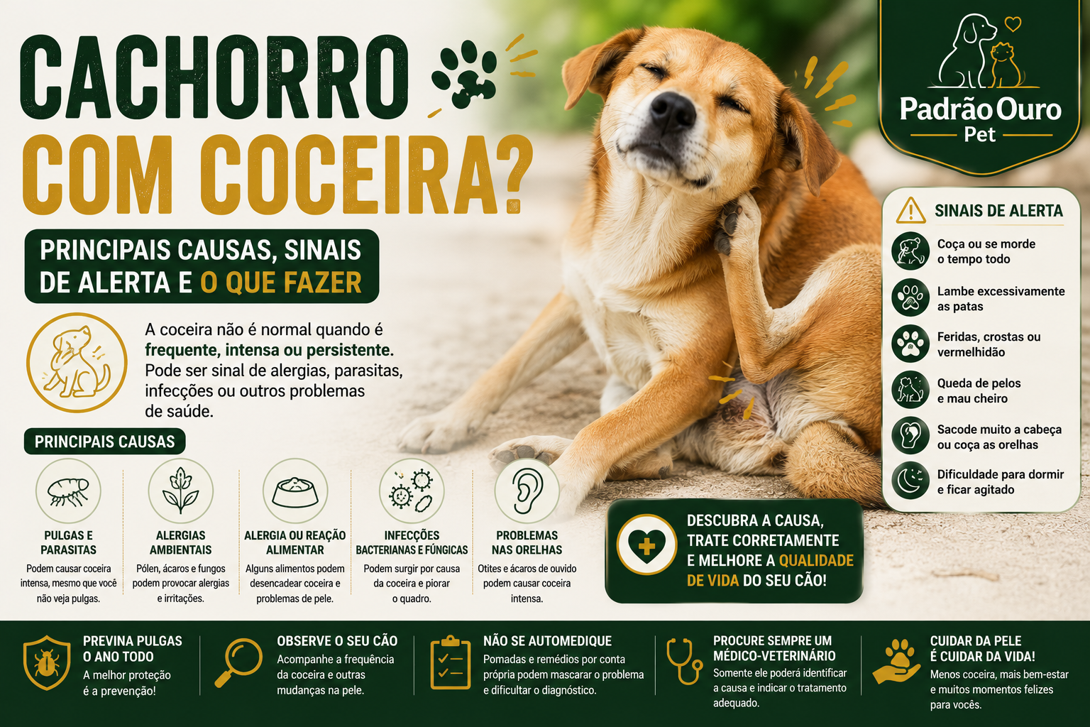 Seu cachorro está com muita coceira? Conheça as principais causas, os sinais de alerta e saiba quando procurar um médico-veterinário.