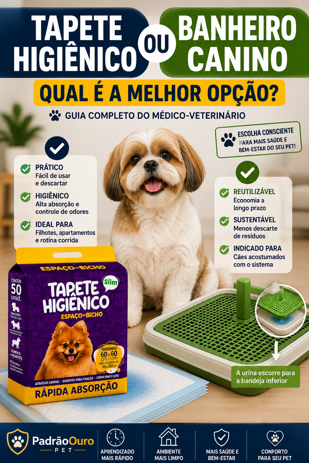 Descubra as diferenças entre tapete higiênico e banheiro canino, conheça as vantagens de cada opção e saiba qual é a melhor escolha para o seu cachorro.