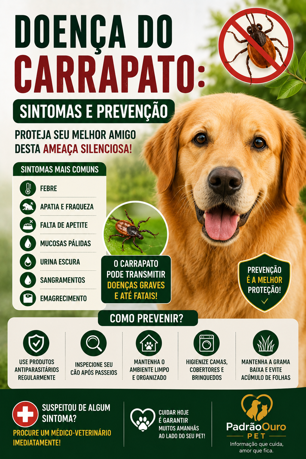 Conheça os sintomas da doença do carrapato, saiba como ocorre a transmissão, quais os tratamentos disponíveis e como proteger seu cão.